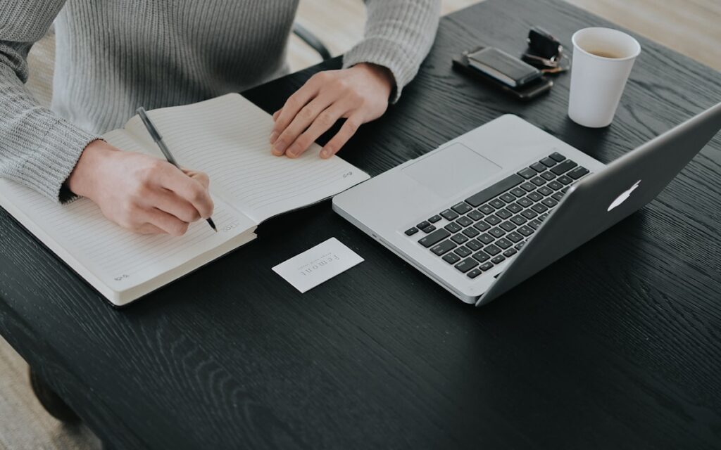 Focused Person Working Notebook Decision
