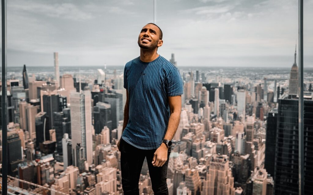 Confident Entrepreneur Professional Standing Window City