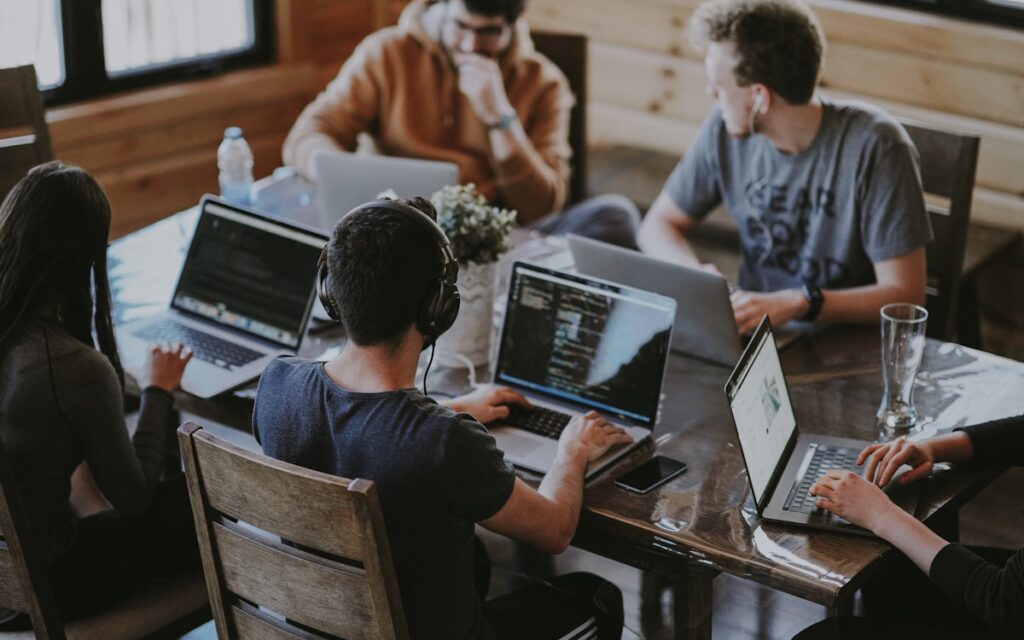 Remote Team Laptop Collaboration