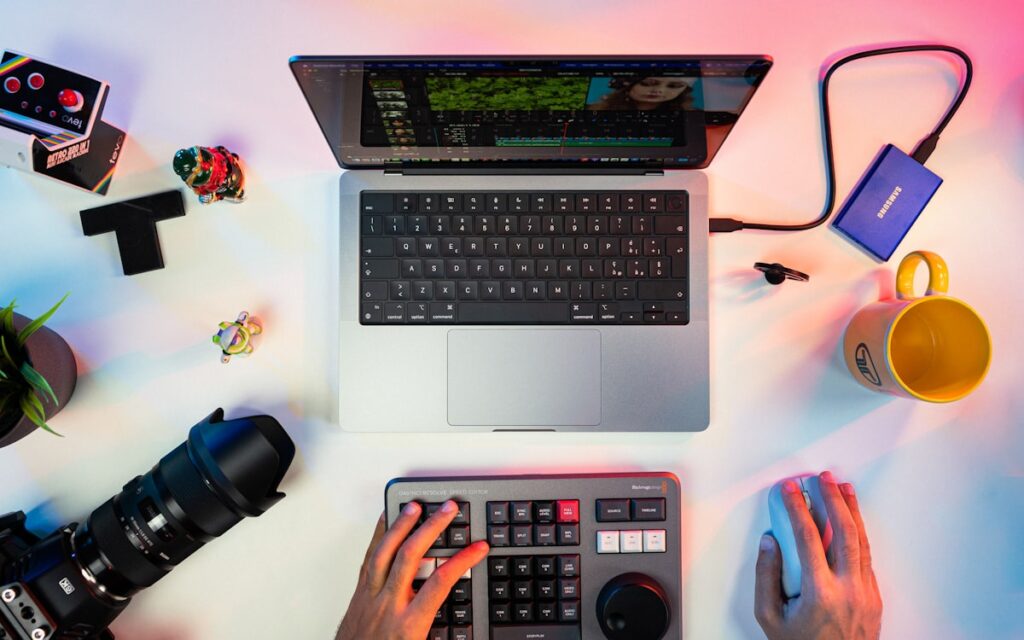 Content Creation Camera Laptop Editing Creative Desk