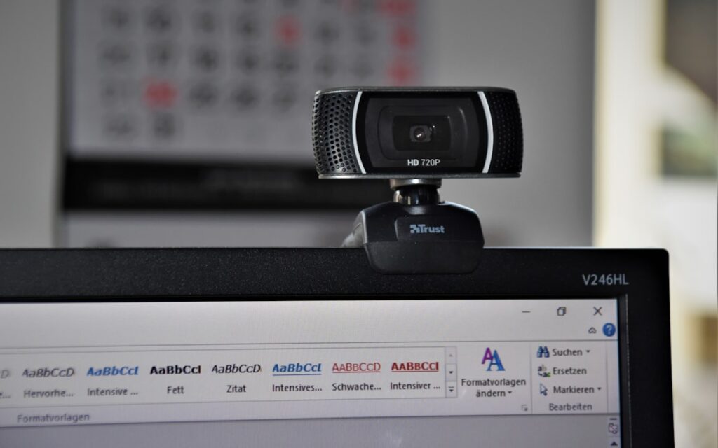 Online Webinar Presentation Laptop Camera Home Office