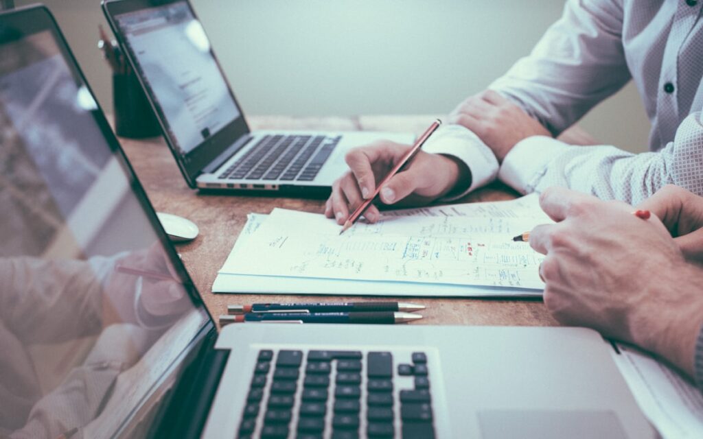 Financial Planning Documents Desk Laptop